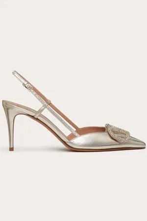 VALENTINO GARAVANI SLINGBACK-PUMPS VLOGO GLOW AUS LAMINIERTEM NAPPALEDER MIT 80 MM-ABSATZ Frau 34.5