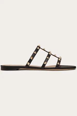 VALENTINO GARAVANI FLACHE SLIDER-PANTOLETTEN ROCKSTUD Frau 34.5