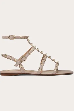 VALENTINO GARAVANI FLACHE RIEMCHENSANDALEN ROCKSTUD AUS KALBSLEDER Frau 34.5