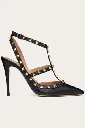 VALENTINO GARAVANI RIEMCHENPUMPS ROCKSTUD AUS GEKÖRNTEM KALBSLEDER 100 MM Frau 34.5