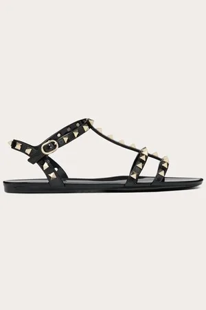 VALENTINO GARAVANI FLACHE SANDALEN ROCKSTUD AUS GUMMI Frau 35