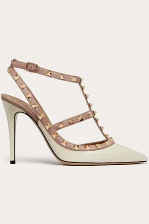 VALENTINO GARAVANI LACK-PUMPS ROCKSTUD MIT RIEMCHEN 100 MM Frau 34.5