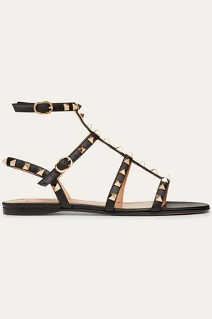 VALENTINO GARAVANI FLACHE RIEMCHENSANDALEN ROCKSTUD AUS KALBSLEDER Frau 34.5
