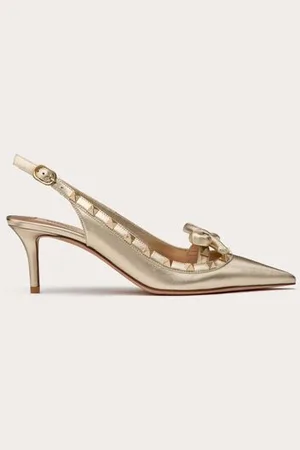 VALENTINO GARAVANI ROCKSTUD BOW SLINGPUMPS AUS BESCHICHTETEM NAPPALEDER UND FARBLICH ABGESTIMMTEN STUDS, 60 MM Frau 35.5