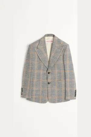 VALENTINO EINREIHIGES JACKET AUS WOLLMISCHUNG MIT KAROMUSTER Mann 44