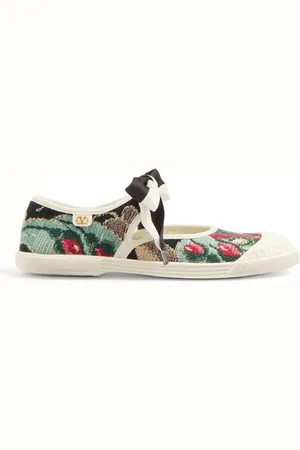 VALENTINO GARAVANI BALLERINA BAY BY BAY SNEAKERS AUS JACQUARD STOFF MIT BLUMENSTICKEREI Frau 35.5