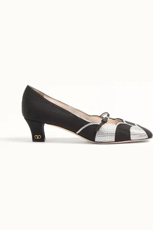 VALENTINO GARAVANI BOWOW PUMPS AUS MOIRÈ-STOFF MIT KRISTALLEN, 45 MM Frau 35.5
