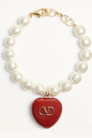 VALENTINO GARAVANI COEUR ROYAL ARMBAND AUS METALL, EMAILLE UND PERLEN Frau M