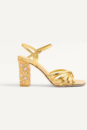 VALENTINO GARAVANI PRESHOES SANDALEN AUS LAMINIERTEM AYERS MIT KRISTALLEN 90 MM Frau 35.5