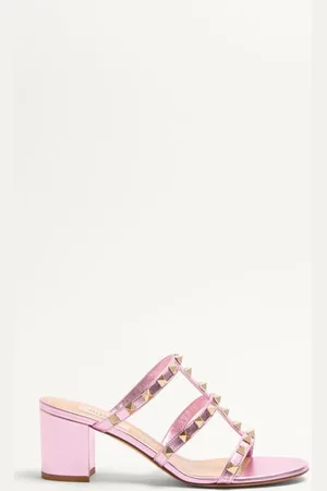 VALENTINO GARAVANI ROCKSTUD SLIDE-SANDALEN AUS BESCHICHTETEM NAPPA, 60 MM Frau 35.5