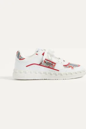 VALENTINO GARAVANI FREEDOTS LOW-TOP SNEAKER AUS KALBSLEDER UND VOYAGE IMAGINAIRE-STOFF Mann 38