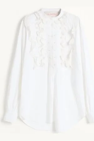 VALENTINO BESTICKTES TOP AUS BAUMWOLLE UND LEINEN Frau 38