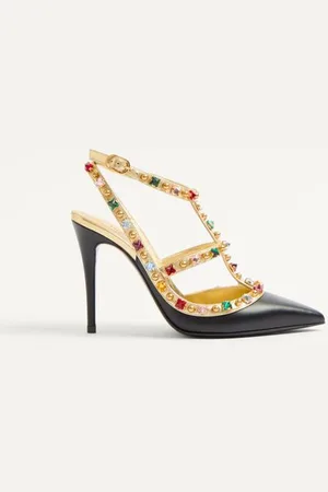 VALENTINO GARAVANI ROCKSTUD PUMPS AUS KALBSLEDER MIT CABOCHON UND KRISTALLEN 100 MM Frau 36.5