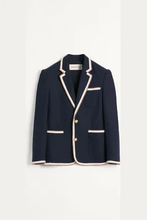 VALENTINO EINREIHIGE JACKE AUS BAUMWOLLJERSEY MIT TORCHON-PASPELIERUNG Mann 44