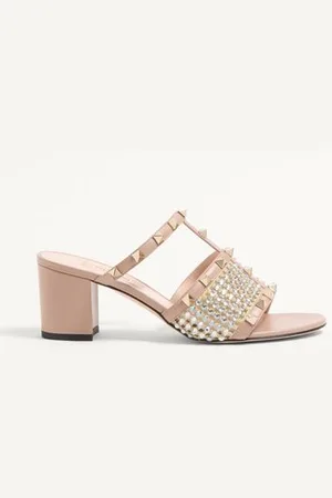 VALENTINO GARAVANI ROCKSTUD SLIDE SANDALEN AUS KALBSLEDER MIT MIT STRASS-APPLIKATION 60 MM Frau 36.5