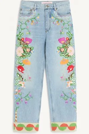 VALENTINO BESTICKTE HOSE AUS DENIM Frau 24