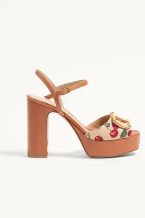 VALENTINO GARAVANI VLOGO SIGNATURE PLATEAU-SANDALEN MIT CHERRYFIC-MOTIV 115 MM Frau 35.5