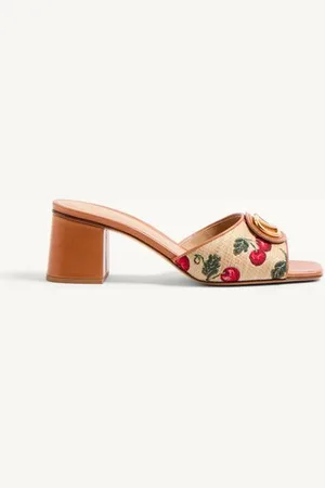 VALENTINO GARAVANI VLOGO SIGNATURE SLIDE-SANDALEN MIT CHERRYFIC-MOTIV 60 MM Frau 35.5
