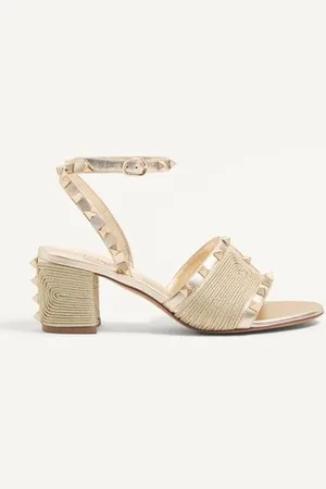 VALENTINO GARAVANI ROCKSTUD SANDALEN AUS LAMINIERTEM NAPPALEDER MIT CORNELY-STICKEREI 60 MM Frau 35.5