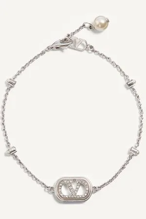 VALENTINO GARAVANI VLOGO SIGNATURE ARMBAND AUS METALL, PERLEN UND SWAROVSKI®-KRISTALLEN Frau M