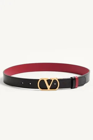 VALENTINO GARAVANI VLOGO SIGNATURE WENDEGÜRTEL AUS GLÄNZENDEM KALBSLEDER, 30 MM Frau 065