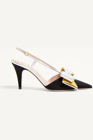 VALENTINO GARAVANI BOWOW SLINGBACK-PUMPS AUS MOIREE-STOFF 85 MM Frau 35.5