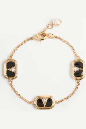 VALENTINO GARAVANI OVALETTE ARMBAND AUS METALL, EMAILLE, KRISTALLEN UND SWAROVSKI®-PERLE Frau M