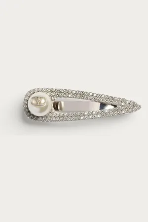 VALENTINO GARAVANI VLOGO SIGNATURE KRAWATTENHALTER AUS METALL MIT SWAROVSKI®-KRISTALLEN UND PERLE Mann UNI