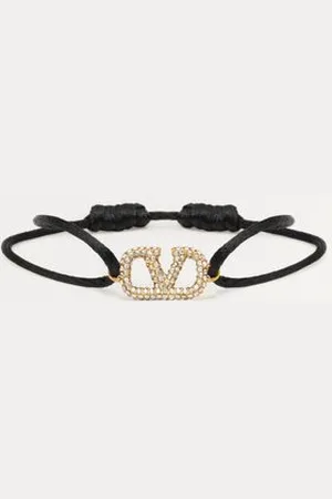 VALENTINO GARAVANI ARMBAND „VLOGO SIGNATURE“ AUS BAUMWOLLE MIT SWAROVSKI®-KRISTALLEN Frau UNI
