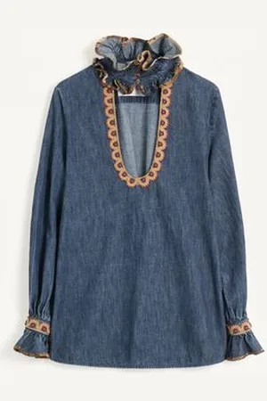 VALENTINO OBERTEIL AUS CHAMBRAY- MIT STICKEREI Frau 36