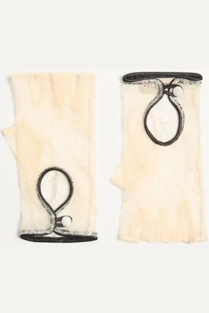 VALENTINO GARAVANI VLOGO SIGNATURE BIKER-HANDSCHUHE AUS SPITZE UND LEDER Frau 6