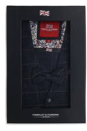 Finshley & Harding London Weste mit Fliege und Einstecktuch
