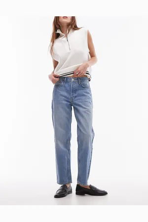 Topshop Runway Mid Rise Straight Cropped Jean