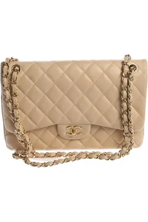 CHANEL Classic Flap 11.12 Large Schultertasche Beige