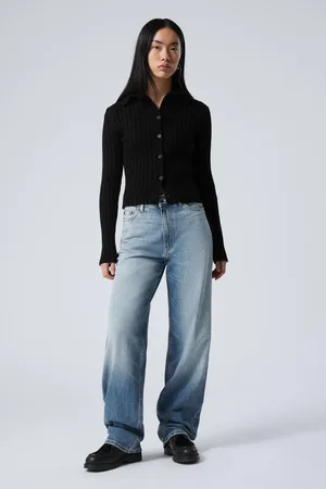 Weekday Rail Mid Waist Loose Wide Leg Jeans