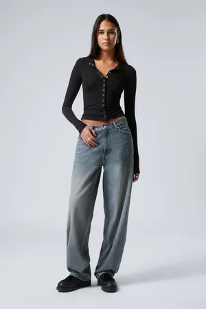 Weekday Rail Mid Waist Loose Wide Leg Jeans