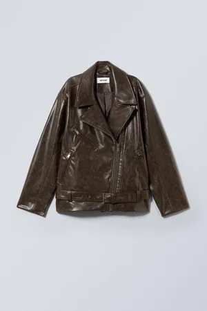 Weekday Oversized-Bikerjacke aus Kunstleder