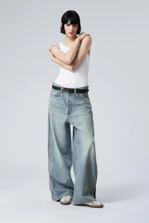Weekday Nebula Loose Wide Leg Zip Jeans
