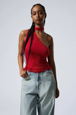 Weekday Lyocell One-Shoulder-Top zum Binden