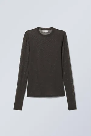 Weekday Top aus Netzstoff mit Strasssteinen