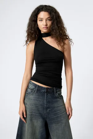 Weekday Lyocell One-Shoulder-Top zum Binden