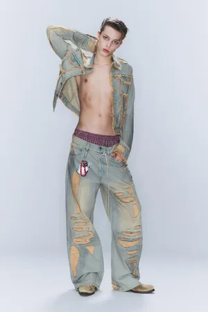 Cheap Monday CM x LB Looser Pink Rip Unisex Jeans