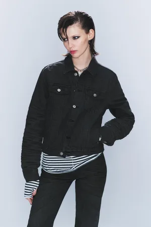 Cheap Monday CM x LB Schwarze, beschichtete Unisex-Jeansjacke