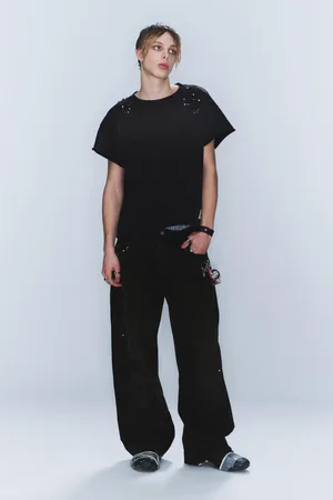 Cheap Monday CM x LB Looser Black Crystallised Unisex Jeans