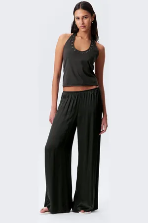 Weekday Drapierte Satinhose mit weitem Bein