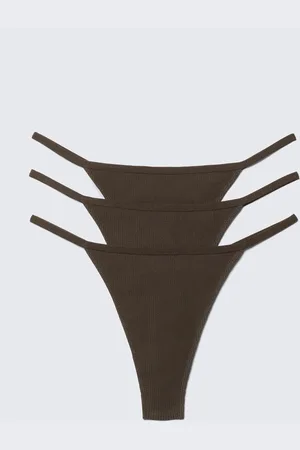 Weekday 3er-Pack Strings "Stella" aus gerippter Baumwolle