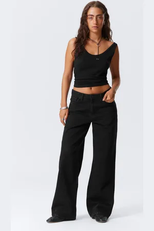 Weekday Area Mid Rise Loose Wide Leg Jeans