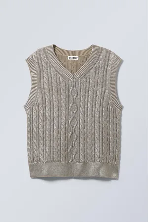 Weekday Metallic-Weste mit Zopfmuster