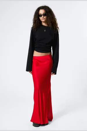 Weekday Satin-Maxirock im Bias-Cut mit niedriger Taille