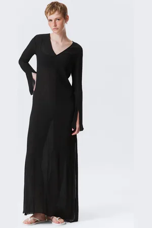 Weekday Hauchdünnes Maxi-Kleid mit V-Ausschnitt